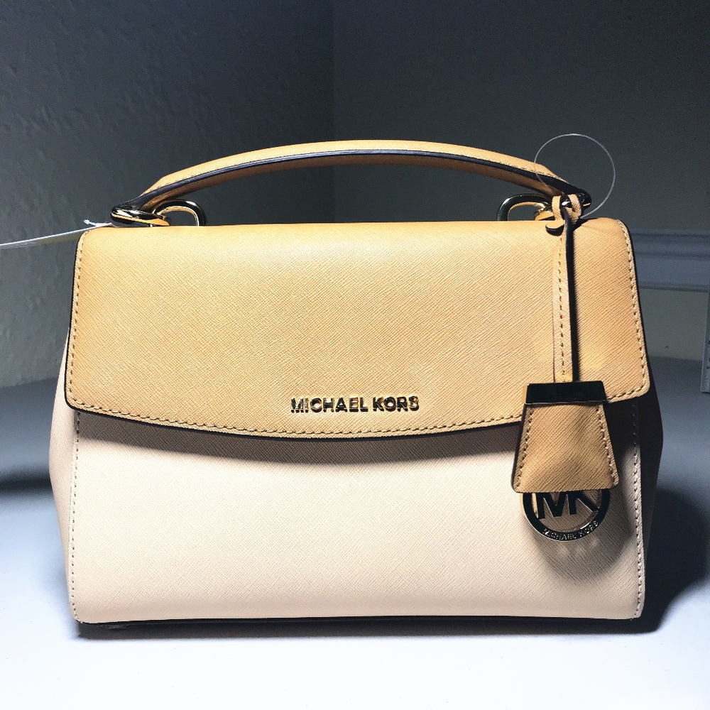 Michael Kors AVA NUDE/PEANUT Small TH SATCHEL